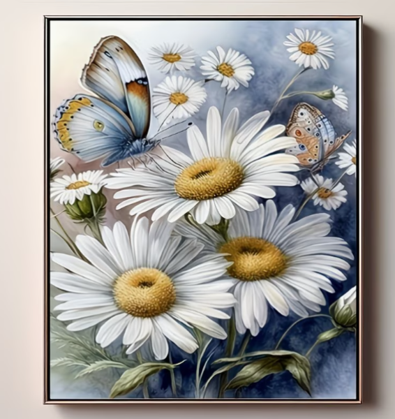 Diamond Painting Gänseblümchen-Schmetterlinge
